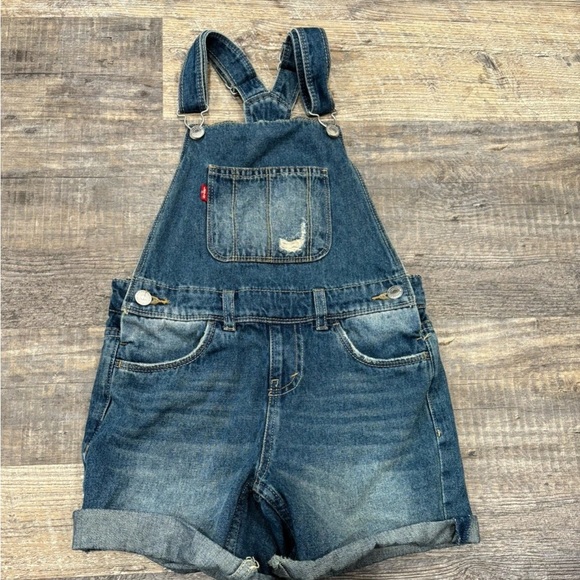 Levi’s Denim Overalls Shortalls Size 8 Girls Shorts New - Picture 1 of 7